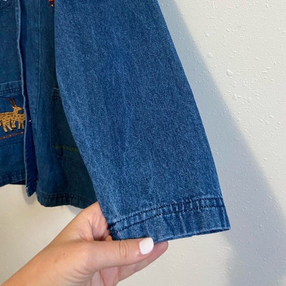 Vintage Noah's Ark Animal Embroidered Denim Chore Coat - Picture 4 of 5